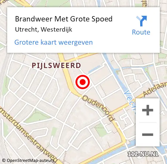 Locatie op kaart van de 112 melding: Brandweer Met Grote Spoed Naar Utrecht, Westerdijk op 24 mei 2017 09:05