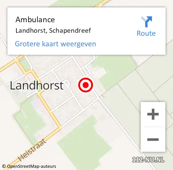 Locatie op kaart van de 112 melding: Ambulance Landhorst, Schapendreef op 24 mei 2017 09:47