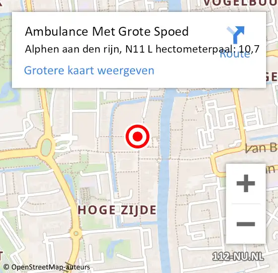 Locatie op kaart van de 112 melding: Ambulance Met Grote Spoed Naar Alphen aan den rijn, N11 L hectometerpaal: 10,7 op 24 mei 2017 10:31