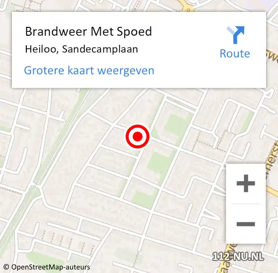 Locatie op kaart van de 112 melding: Brandweer Met Spoed Naar Heiloo, Sandecamplaan op 24 mei 2017 10:54