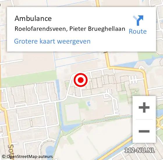 Locatie op kaart van de 112 melding: Ambulance Roelofarendsveen, Pieter Brueghellaan op 24 mei 2017 11:03