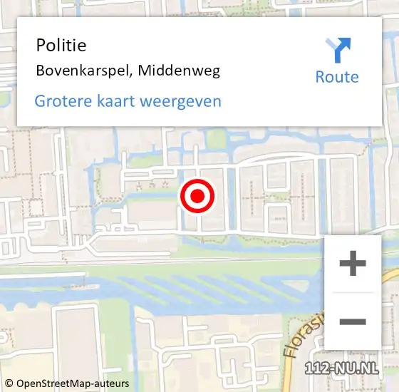 Locatie op kaart van de 112 melding: Politie Bovenkarspel, Middenweg op 24 mei 2017 11:20