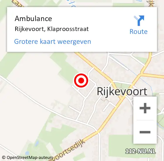 Locatie op kaart van de 112 melding: Ambulance Rijkevoort, Klaproosstraat op 24 mei 2017 13:29