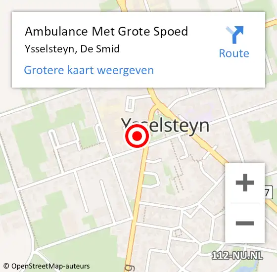 Locatie op kaart van de 112 melding: Ambulance Met Grote Spoed Naar Ysselsteyn, De Smid op 21 januari 2014 13:47