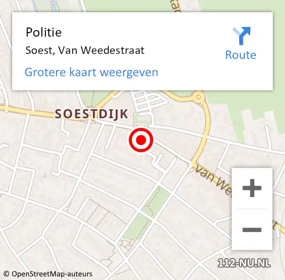 Locatie op kaart van de 112 melding: Politie Soest, Van Weedestraat op 24 mei 2017 13:54