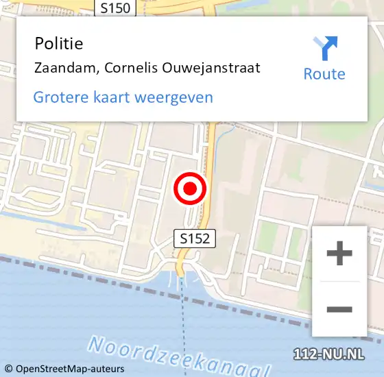 Locatie op kaart van de 112 melding: Politie Zaandam, Cornelis Ouwejanstraat op 24 mei 2017 13:54