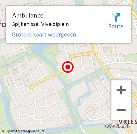 Locatie op kaart van de 112 melding: Ambulance Spijkenisse, Vivaldiplein op 24 mei 2017 13:55