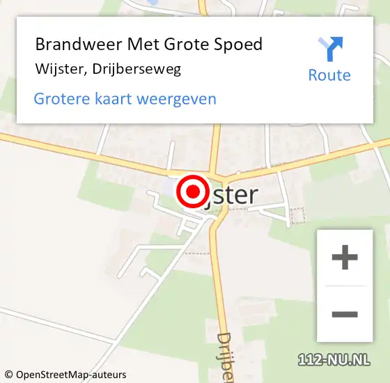 Locatie op kaart van de 112 melding: Brandweer Met Grote Spoed Naar Wijster, Drijberseweg op 24 mei 2017 14:06