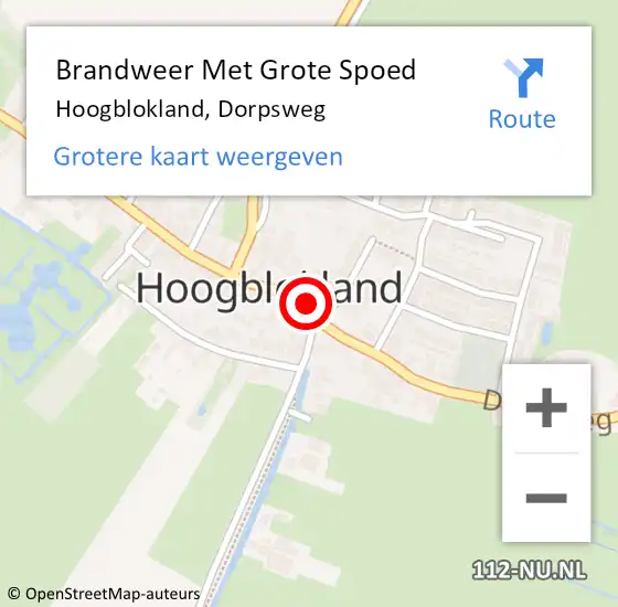 Locatie op kaart van de 112 melding: Brandweer Met Grote Spoed Naar Hoogblokland, Dorpsweg op 24 mei 2017 14:17