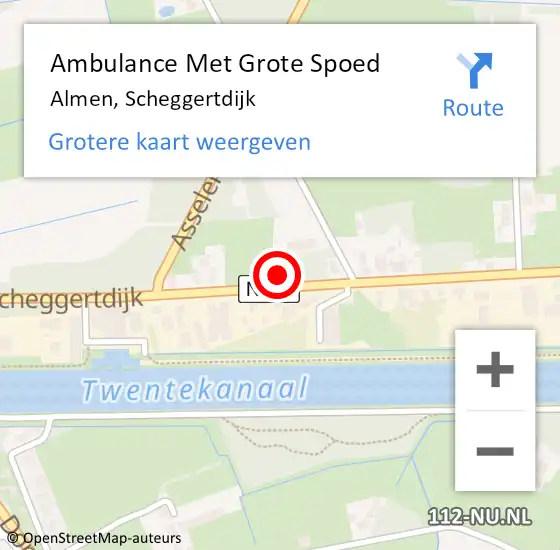 Locatie op kaart van de 112 melding: Ambulance Met Grote Spoed Naar Almen, Scheggertdijk op 24 mei 2017 14:35