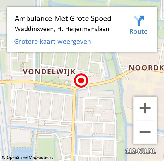 Locatie op kaart van de 112 melding: Ambulance Met Grote Spoed Naar Waddinxveen, H. Heijermanslaan op 24 mei 2017 15:16