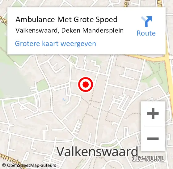 Locatie op kaart van de 112 melding: Ambulance Met Grote Spoed Naar Valkenswaard, Deken Mandersplein op 24 mei 2017 15:36