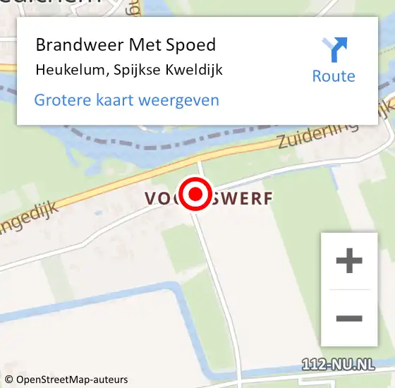 Locatie op kaart van de 112 melding: Brandweer Met Spoed Naar Heukelum, Spijkse Kweldijk op 24 mei 2017 15:43