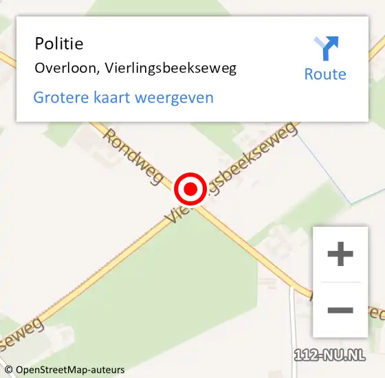 Locatie op kaart van de 112 melding: Politie Overloon, Vierlingsbeekseweg op 24 mei 2017 16:27