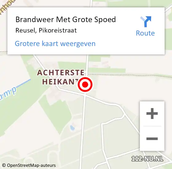 Locatie op kaart van de 112 melding: Brandweer Met Grote Spoed Naar Reusel, Pikoreistraat op 24 mei 2017 16:59