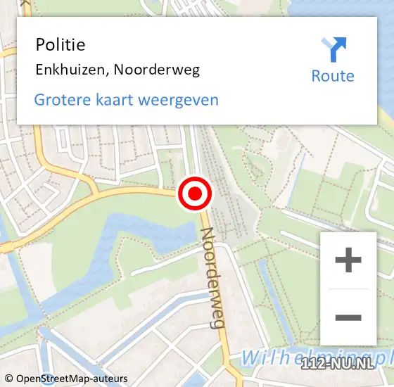 Locatie op kaart van de 112 melding: Politie Enkhuizen, Noorderweg op 24 mei 2017 17:16