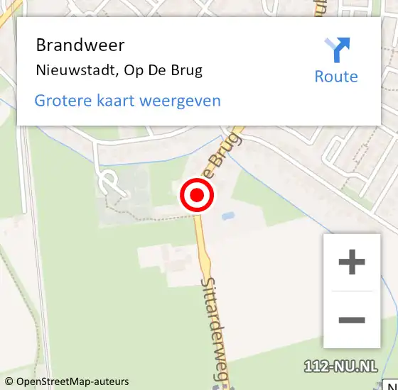 Locatie op kaart van de 112 melding: Brandweer Nieuwstadt, Op De Brug op 21 januari 2014 14:15