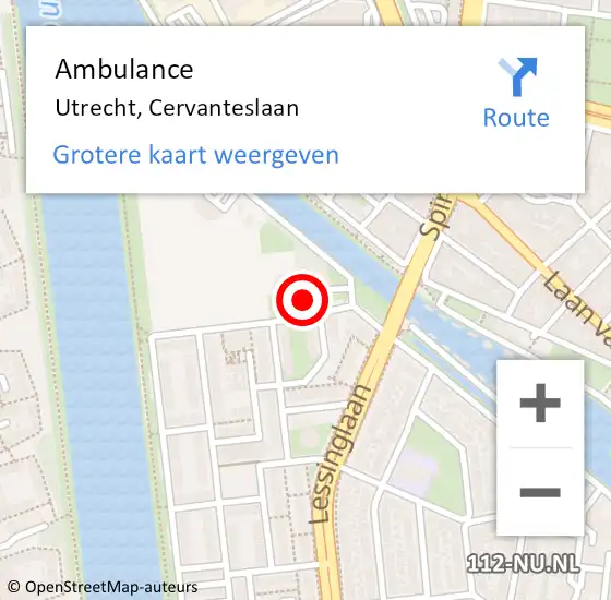 Locatie op kaart van de 112 melding: Ambulance Utrecht, Cervanteslaan op 24 mei 2017 17:33