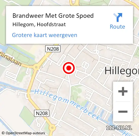 Locatie op kaart van de 112 melding: Brandweer Met Grote Spoed Naar Hillegom, Hoofdstraat op 24 mei 2017 18:04