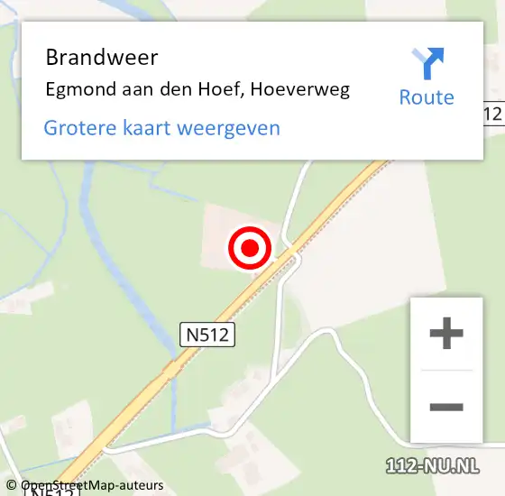 Locatie op kaart van de 112 melding: Brandweer Egmond aan den Hoef, Hoeverweg op 24 mei 2017 18:59