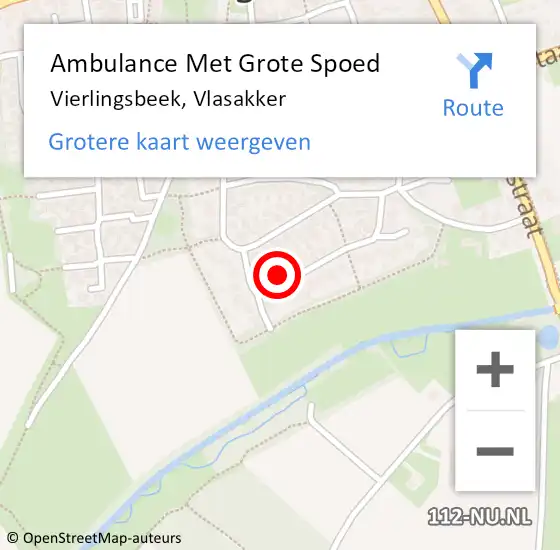 Locatie op kaart van de 112 melding: Ambulance Met Grote Spoed Naar Vierlingsbeek, Vlasakker op 24 mei 2017 20:26