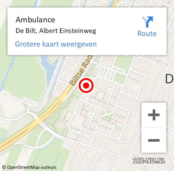 Locatie op kaart van de 112 melding: Ambulance De Bilt, Albert Einsteinweg op 24 mei 2017 21:14