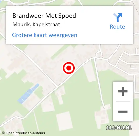 Locatie op kaart van de 112 melding: Brandweer Met Spoed Naar Maurik, Kapelstraat op 24 mei 2017 21:30