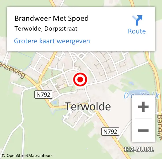 Locatie op kaart van de 112 melding: Brandweer Met Spoed Naar Terwolde, Dorpsstraat op 24 mei 2017 22:37