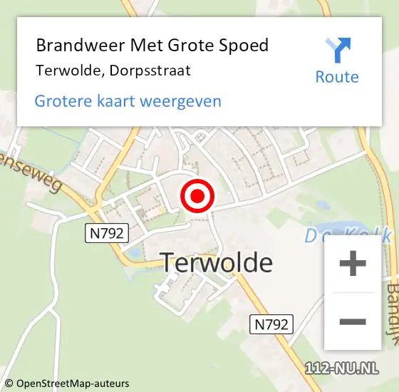 Locatie op kaart van de 112 melding: Brandweer Met Grote Spoed Naar Terwolde, Dorpsstraat op 24 mei 2017 22:48