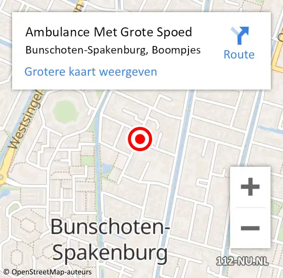 Locatie op kaart van de 112 melding: Ambulance Met Grote Spoed Naar Bunschoten-Spakenburg, Boompjes op 24 mei 2017 22:52