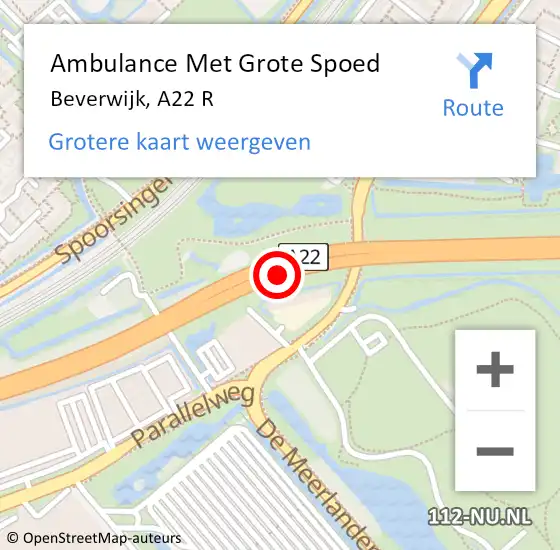 Locatie op kaart van de 112 melding: Ambulance Met Grote Spoed Naar Beverwijk, A22 R op 24 mei 2017 23:09