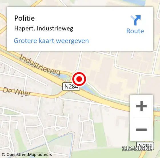 Locatie op kaart van de 112 melding: Politie Hapert, Industrieweg op 24 mei 2017 23:11