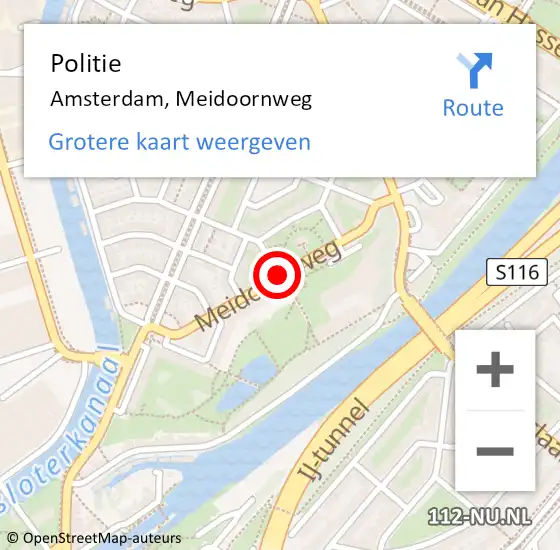 Locatie op kaart van de 112 melding: Politie Amsterdam, Meidoornweg op 24 mei 2017 23:49