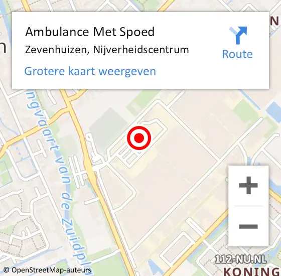 Locatie op kaart van de 112 melding: Ambulance Met Spoed Naar Zevenhuizen, Nijverheidscentrum op 24 mei 2017 23:49