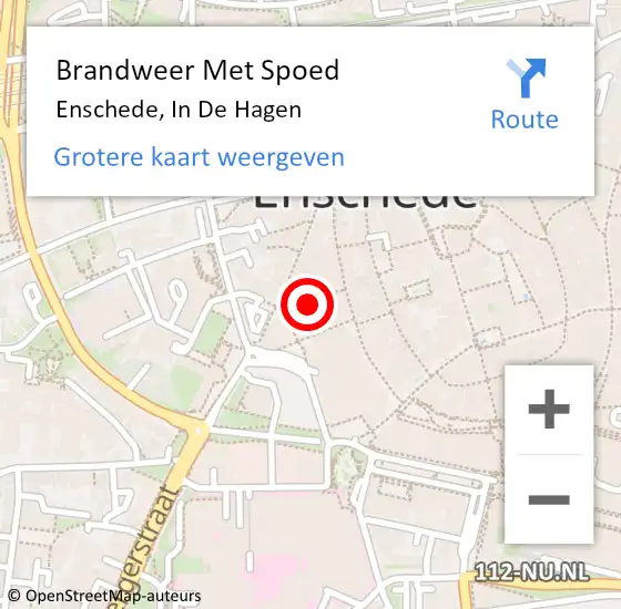 Locatie op kaart van de 112 melding: Brandweer Met Spoed Naar Enschede, In De Hagen op 24 mei 2017 23:51