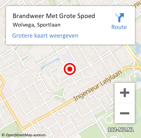 Locatie op kaart van de 112 melding: Brandweer Met Grote Spoed Naar Wolvega, Sportlaan op 25 mei 2017 02:33