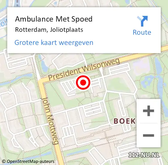 Locatie op kaart van de 112 melding: Ambulance Met Spoed Naar Rotterdam, Joliotplaats op 25 mei 2017 04:04