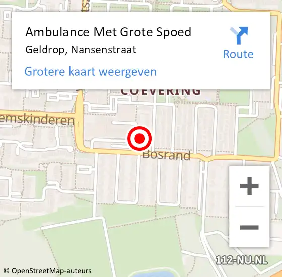 Locatie op kaart van de 112 melding: Ambulance Met Grote Spoed Naar Geldrop, Nansenstraat op 25 mei 2017 07:03