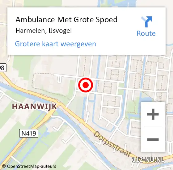 Locatie op kaart van de 112 melding: Ambulance Met Grote Spoed Naar Harmelen, IJsvogel op 25 mei 2017 08:32