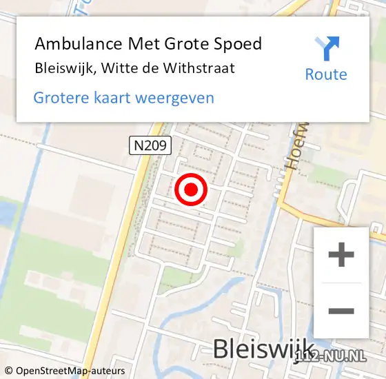 Locatie op kaart van de 112 melding: Ambulance Met Grote Spoed Naar Bleiswijk, Witte de Withstraat op 25 mei 2017 08:42