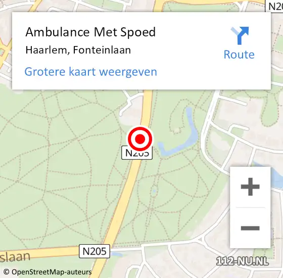 Locatie op kaart van de 112 melding: Ambulance Met Spoed Naar Haarlem, Fonteinlaan op 25 mei 2017 08:52