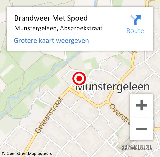 Locatie op kaart van de 112 melding: Brandweer Met Spoed Naar Munstergeleen, Absbroekstraat op 25 mei 2017 09:36