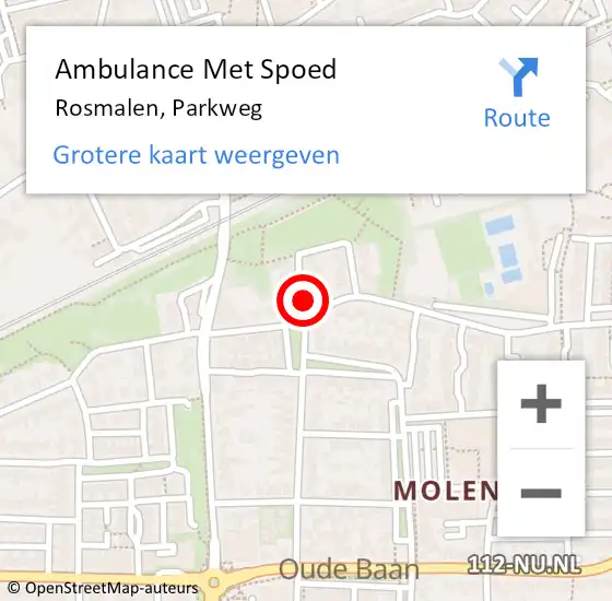 Locatie op kaart van de 112 melding: Ambulance Met Spoed Naar Rosmalen, Parkweg op 25 mei 2017 10:26