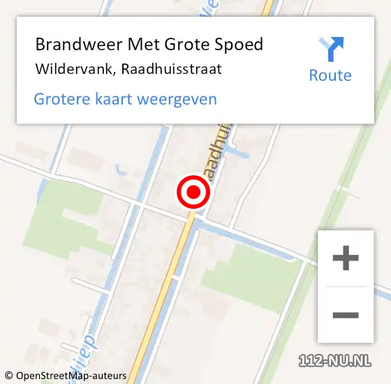 Locatie op kaart van de 112 melding: Brandweer Met Grote Spoed Naar Wildervank, Raadhuisstraat op 25 mei 2017 10:27