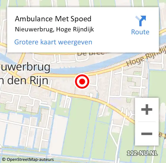 Locatie op kaart van de 112 melding: Ambulance Met Spoed Naar Nieuwerbrug, Hoge Rijndijk op 25 mei 2017 10:43