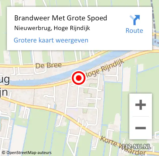 Locatie op kaart van de 112 melding: Brandweer Met Grote Spoed Naar Nieuwerbrug, Hoge Rijndijk op 25 mei 2017 10:44