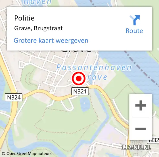 Locatie op kaart van de 112 melding: Politie Grave, Brugstraat op 25 mei 2017 10:54