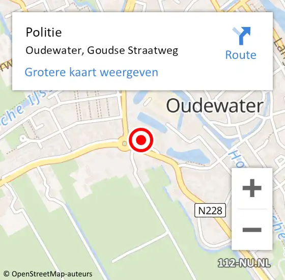 Locatie op kaart van de 112 melding: Politie Oudewater, Goudse Straatweg op 25 mei 2017 12:03