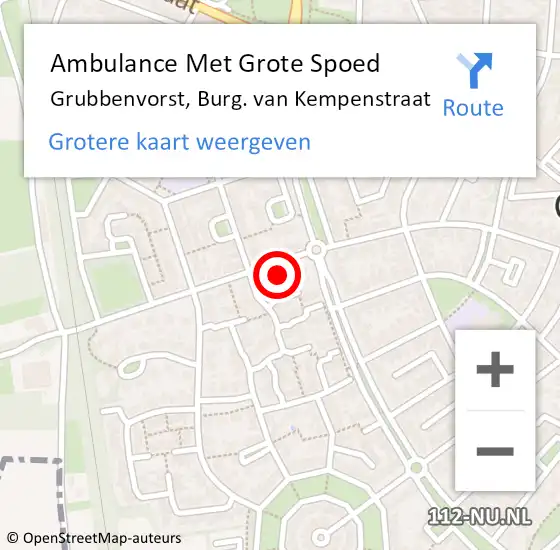 Locatie op kaart van de 112 melding: Ambulance Met Grote Spoed Naar Grubbenvorst, Burg. van Kempenstraat op 20 september 2013 00:27