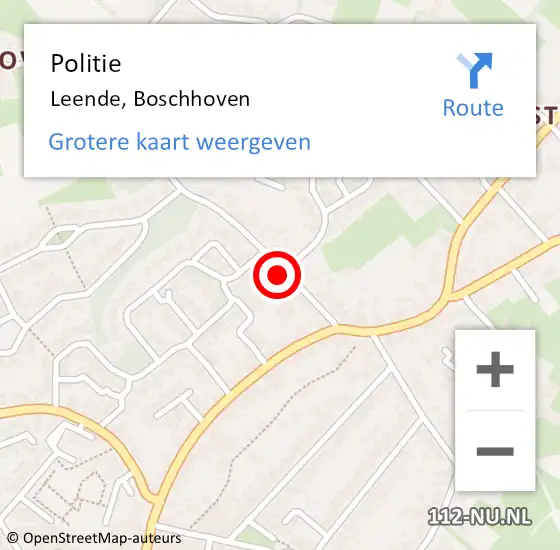 Locatie op kaart van de 112 melding: Politie Leende, Boschhoven op 25 mei 2017 12:26